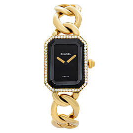Chanel Premiere 18k Yellow Gold Diamond Black Dial Quartz Ladies Watch H3258