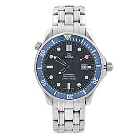 Omega Seamaster 41mm Stainless Steel Blue Wave Dial Quartz Mens Watch 2541.80.00
