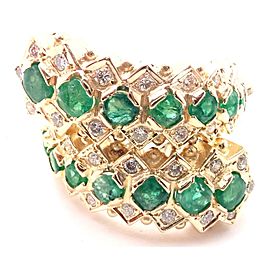 Ilias Lalaounis 18k Yellow Gold Diamond Emerald Band Ring