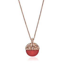 Luca Carati 18K Rose Gold Red Agate & Diamonds Pendant Necklace 0.30Cttw