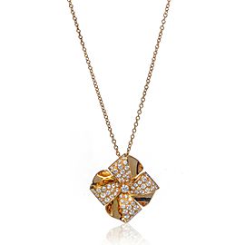 Luca Carati 18K Yellow Gold Diamond Flower Pendant Necklace 1.73Cttw