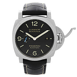 Panerai Luminor Marina Steel Black Dial Leather Strap Automatic Watch PAM01312