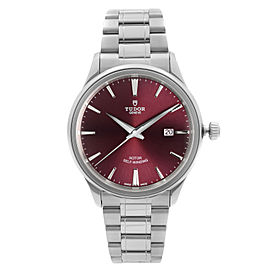 Tudor Style 41MM Steel Burgundy Sticks Date Dial Automatic Mens Watch