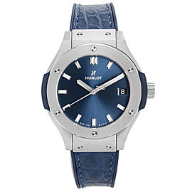 Hublot Classic Fusion 33mm Titanium Blue Sticks Dial Quartz Watch