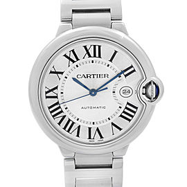 Cartier Ballon Bleu 42mm Steel Silver Dial Mens Automatic Watch W69012Z4