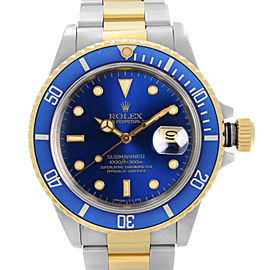 Rolex Submariner 40mm 18k Gold Steel Blue/Violet Dial Automatic Mens Watch