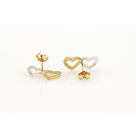 Tiffany & Co. 18K Yellow Gold & Sterling Silver Double Heart Designer Earrings
