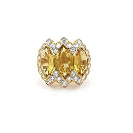 9.40ct Yellow Sapphire & Diamond 18k Yellow Gold Cocktail Ring Size - 4