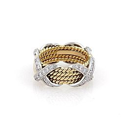 Tiffany & Co. Schlumberger Diamond Platinum 18k 4 Row X Band Ring Size 5