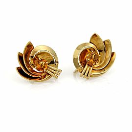 Vintage Tiffany & Co. 2.5ct Citrine 14k YGold Floral Screw Back Earrings