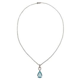 Estate 13.08ct Aquamarine & Diamond 18k 14k Gold Pendant & Chain Necklace