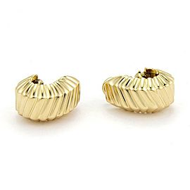 Tiffany & Co. 18k Yellow Gold Fancy Ribbed Design Post Clip Huggie Earrings
