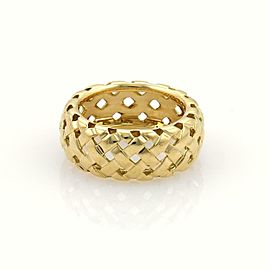 Tiffany & Co. Vannerie 18k Yellow Gold 9mm Basket Weave Band Ring Size 5.5