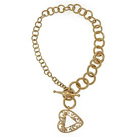 Gucci 18k Yellow Gold Heart Toggle Clasp Large Ring Link Necklace 102gr 23"L