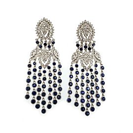Estate 17.4ct Diamond Sapphire 18k White Gold Chandelier Earrings