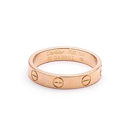Cartier Mini Love 18k Rose Gold 3.5mm Band Ring Size
