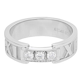 Tiffany & Co. Atlas 3 Diamond Ring 18K White Gold 0.15cttw Size 5