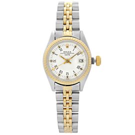 Vintage Rolex Date 26mm Two-Tone White Roman Dial Automatic Ladies Watch