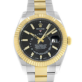 Rolex Sky Dweller 18k Yellow Gold Steel Black Dial Automatic Mens Watch