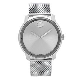 Movado Bold 44mm Stainless Steel Mesh Silver Dial Quartz Mens Watch 3600260