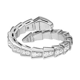Bvlgari Serpenti Viper Diamond Ring 18K White Gold 0.59Cttw Size M