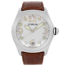 Corum Bubble Stainless Steel White Dial Leather Quarts Watch