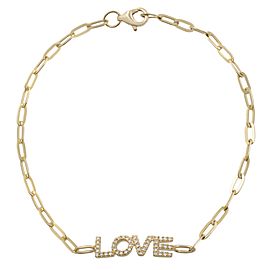 Rachel Koen Diamond Love Paper Clip Link Bracelet