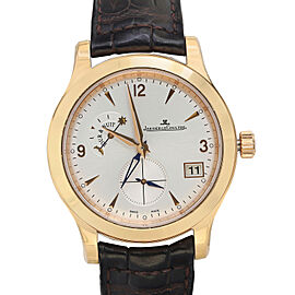 Jaeger-LeCoultre Master Control Hometime 18k Gold Silver Dial Watch