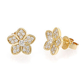 Rachel Koen Pave Set Round Cut Diamond Flower Stud Earrings
