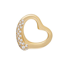 Tiffany & Co. Elsa Peretti Diamond Open Heart Pendant 18K Yellow Gold 0.33Cttw