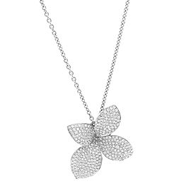 Rachel Koen 1.01Cttw Pave Set Round Cut Diamond Flower Pendant Necklace