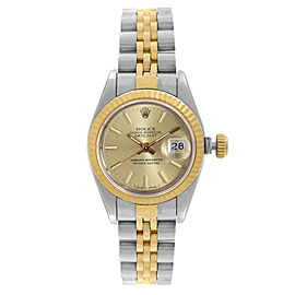 Rolex Datejust 18k Yellow Gold Steel No Holes Champagne Dial Ladies Watch
