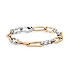 Rachel Koen 2.21Cttw Diamond Paper Clip Link Chain Bracelet