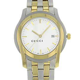 Gucci 5500 XL Two-Tone Steel 38mm Date White Dial Quartz Unisex Watch