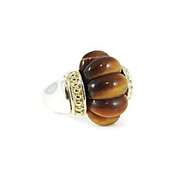 Lagos Caviar Rouche Sterling Silver Tiger's Eye Ring