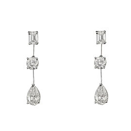 Diamonds Drop Earrings in Platinum with Diamonds, 1.1"