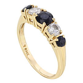 14K Yellow Gold Diamond, Sapphire Wedding Ring Size 9