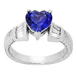 Rachel Koen 18K White Gold 1.25 Cttw Sapphire 0.30 Cttw Diamonds Ring Size 6.5