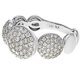 Rachel Koen Diamond Ring With Pave Encrusted Diamonds 14K White Gold