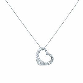 Tiffany & Co Elsa Peretti Platinum Pave Diamonds Open Heart Pendant