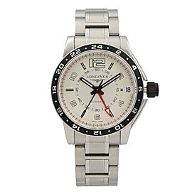 Longines Admiral GMT Steel Silver Arabic Dial Automatic Mens Watch L3.668.4.76.6
