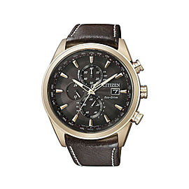 Citizen Eco-Drive Chronograph Chocolate Dial Mens Watch AT8019-02W