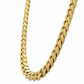 Solid 14K Yellow Gold Miami Cuban Link Chain Necklace 14mm