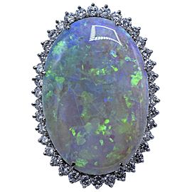One Large Australian Opal and Diamond Ring