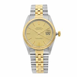 Rolex Datejust 36mm 18K Gold Steel Champagne Dial Automatic Mens Watch