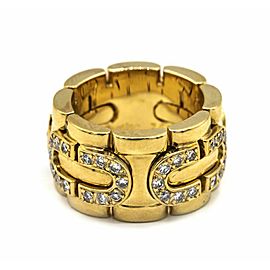 Cartier 18K Yellow Gold Oval Link Diamond Maillon Ring 0.28Cttw Size 4.5