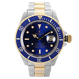 Rolex Submariner 40mm 18K Yellow Gold Steel Blue Dial Mens Automatic Watch