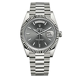 Rolex Daydate President 40 18K White Gold Index Slate Dial Mens Watch
