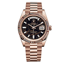 Rolex Day-Date 40 18K Rose Gold Diamond Baguette Eisenkiesel Dial Watch