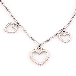 Tiffany & Co. 18K White Gold Triple Sentimental Heart Pendant Necklace